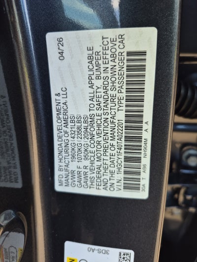 2026 Honda Accord Sedan SE