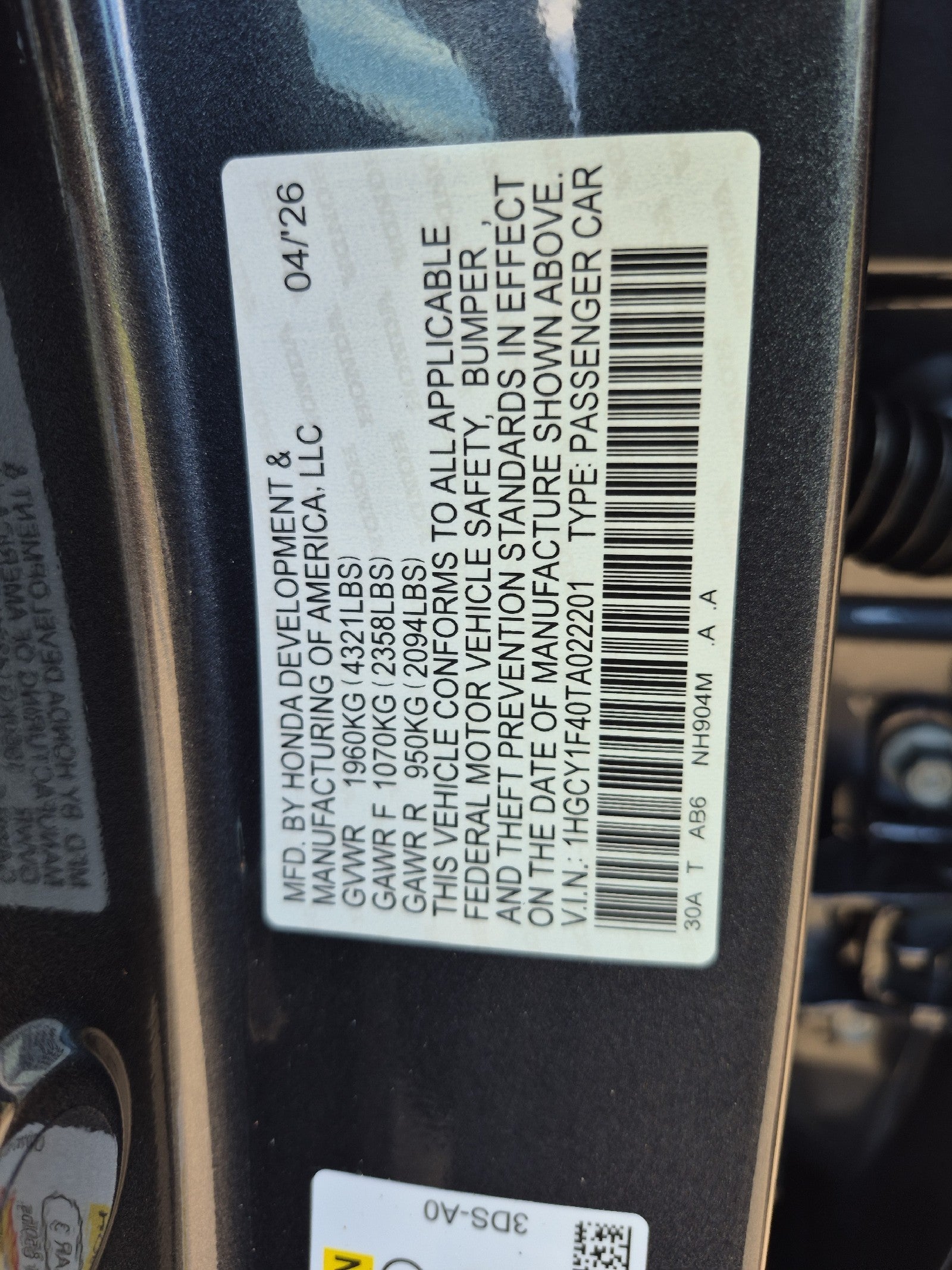 2026 Honda Accord Sedan SE