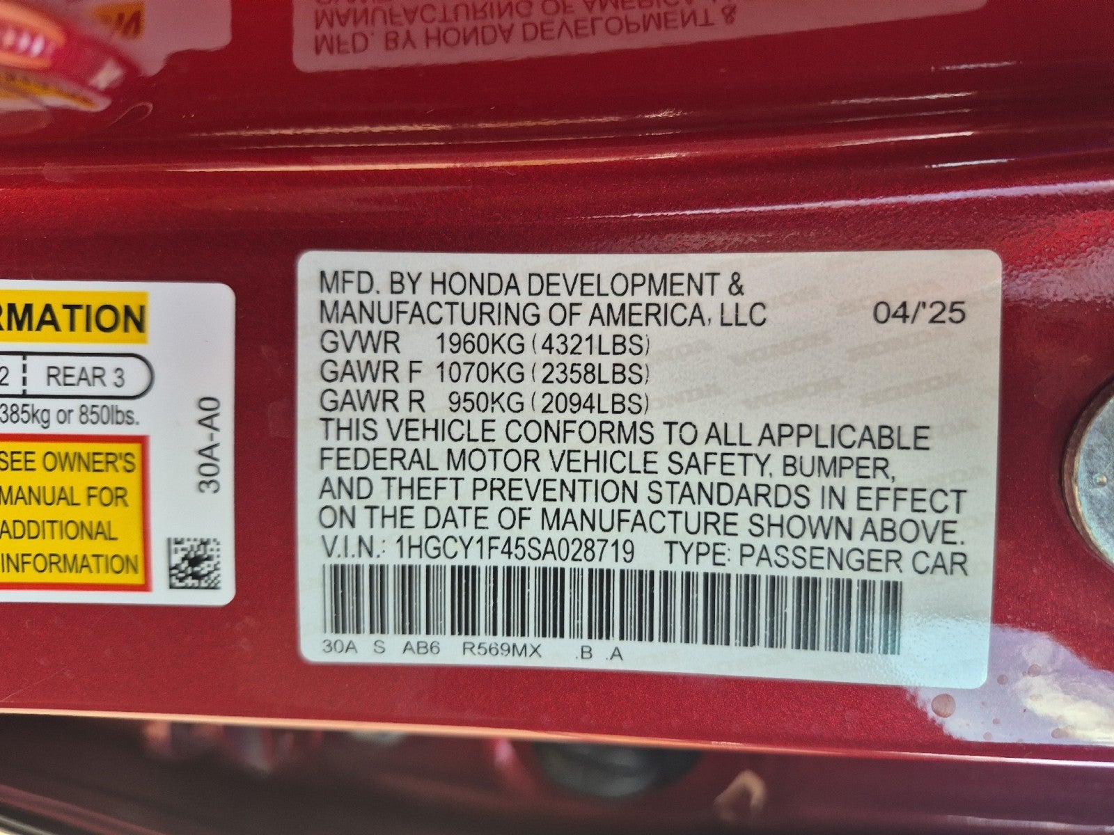 2025 Honda Accord Sedan SE