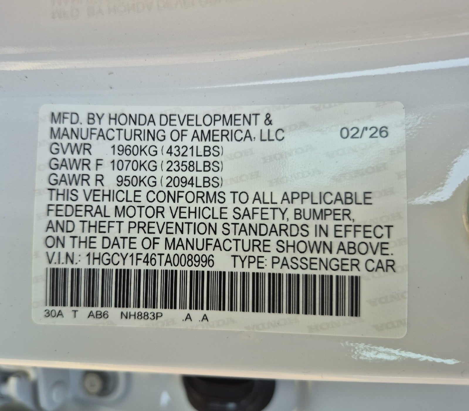 2026 Honda Accord Sedan SE