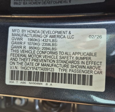 2026 Honda Accord Sedan SE