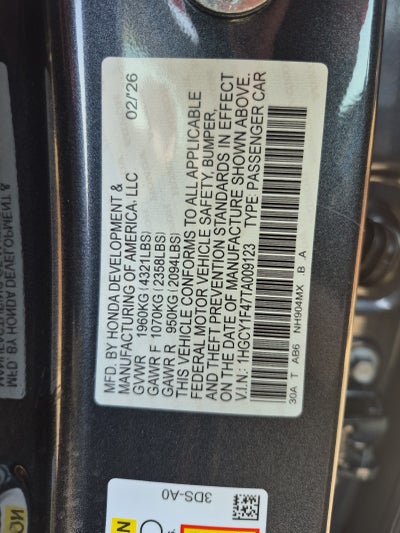 2026 Honda Accord Sedan SE