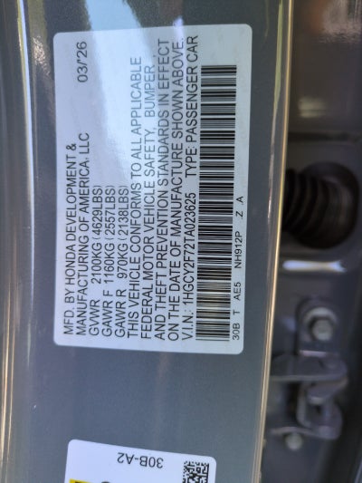 2026 Honda Accord Hybrid Sport-L