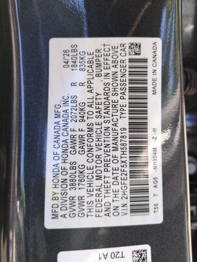 2026 Honda Civic Sedan Sport