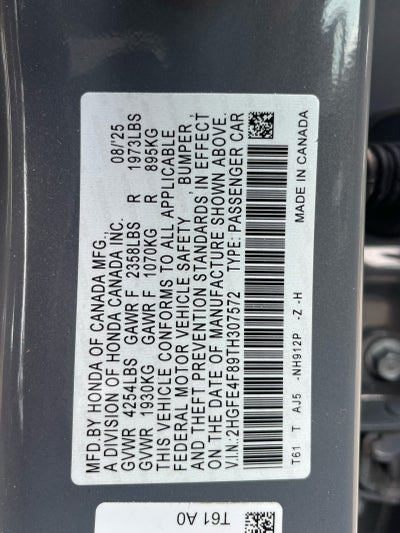 2026 Honda Civic Sedan Hybrid Sport Touring