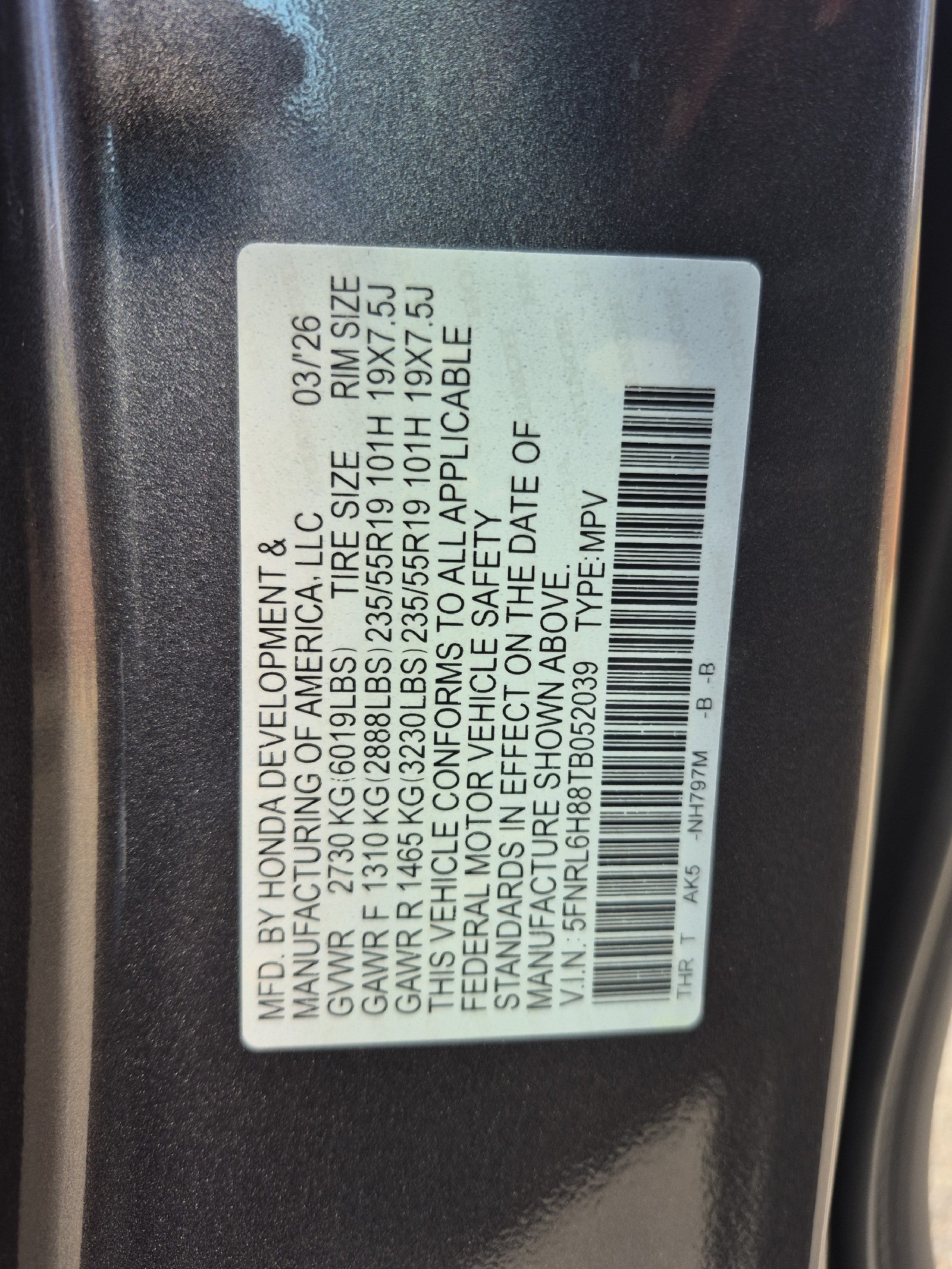 2026 Honda Odyssey Touring