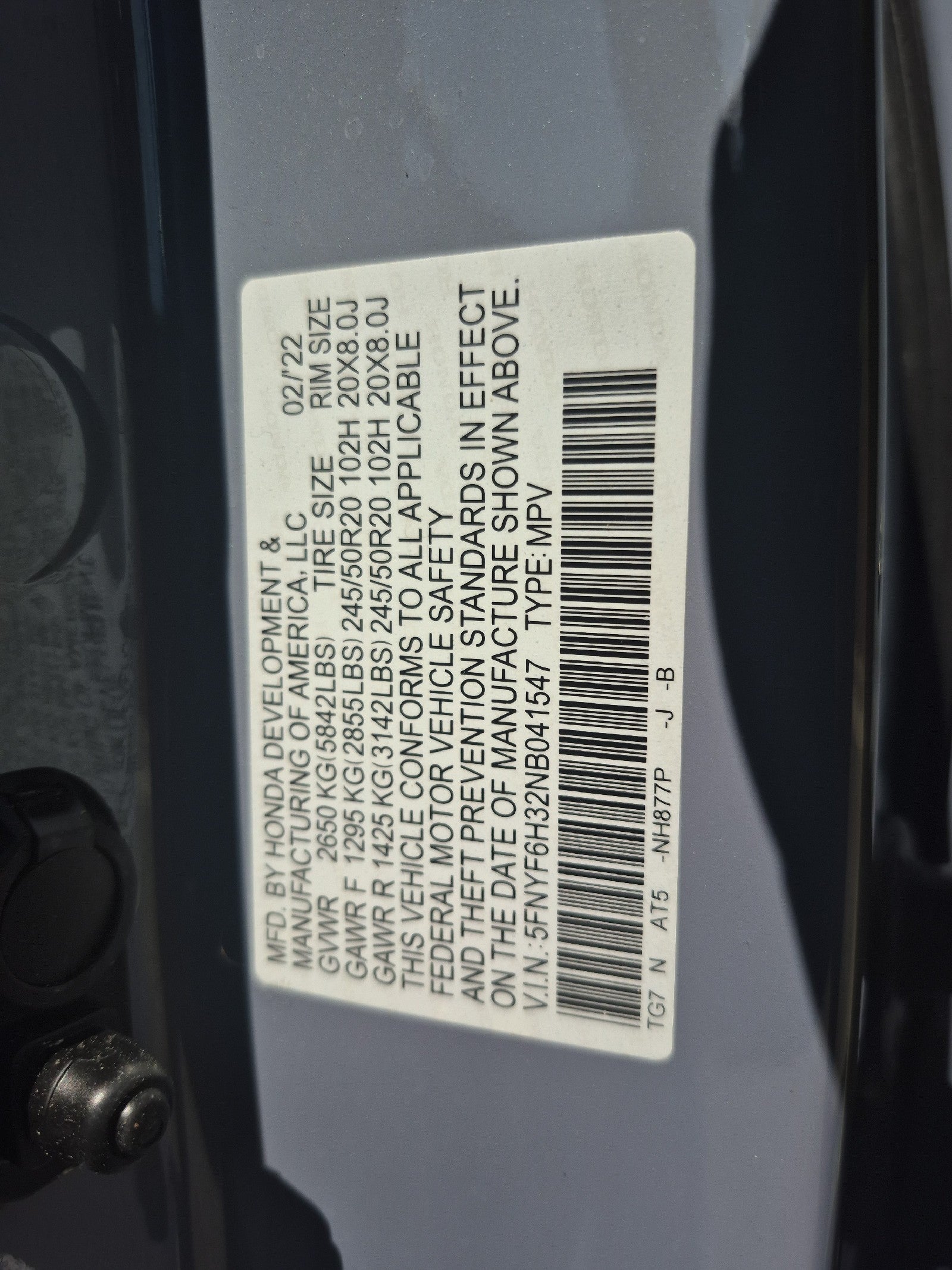 2022 Honda Pilot Sport