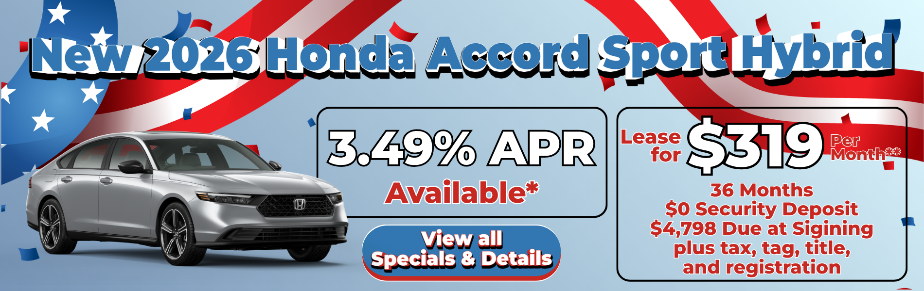 New 2026 Honda Accord special offer near Greensboro