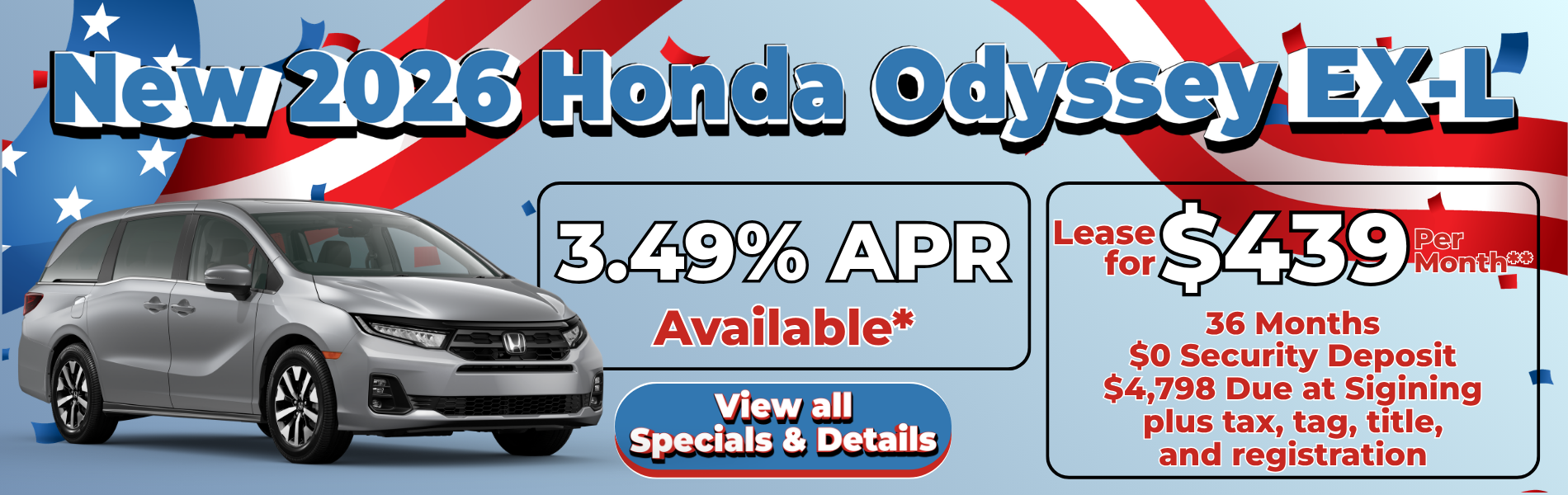New 2026 Honda Odyssey special offer near Greensboro