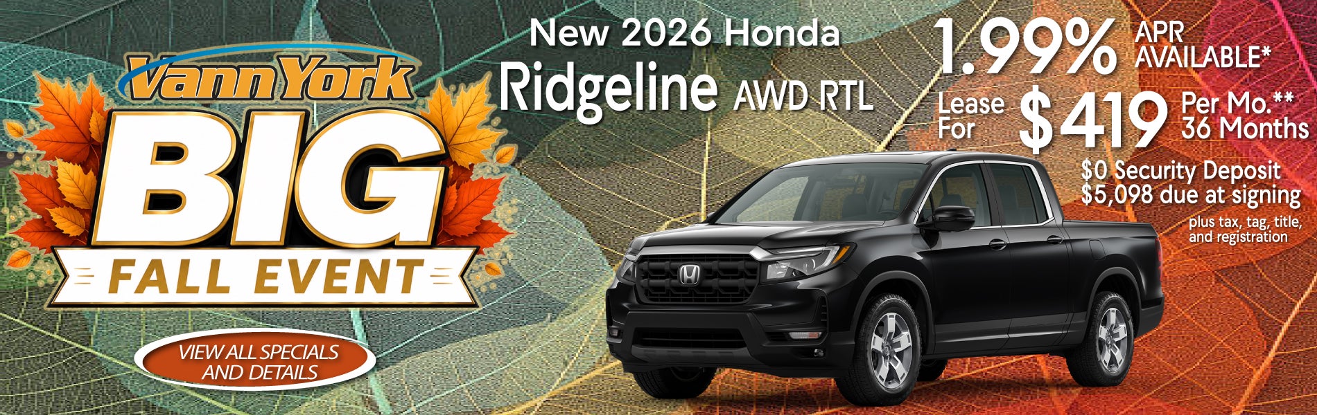 New 2026 Honda Ridgeline RTL AWD Special