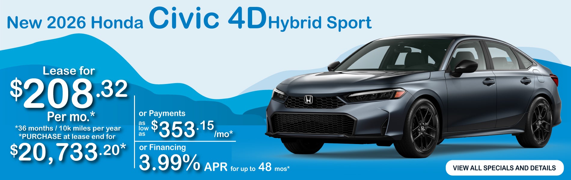 New 2026 Honda Civic Sedan special offer near Greensboro
