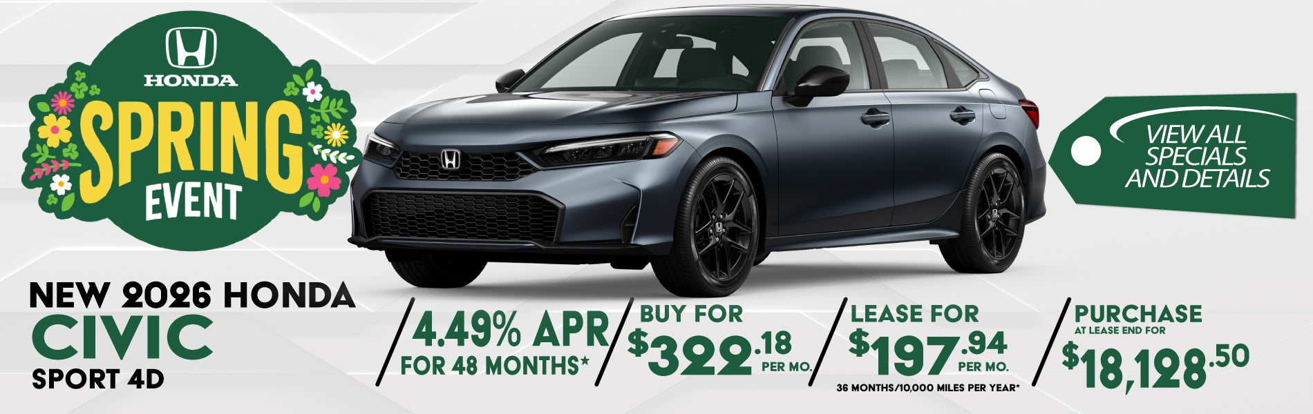New 2026 Honda Civic Sedan special offer near Greensboro