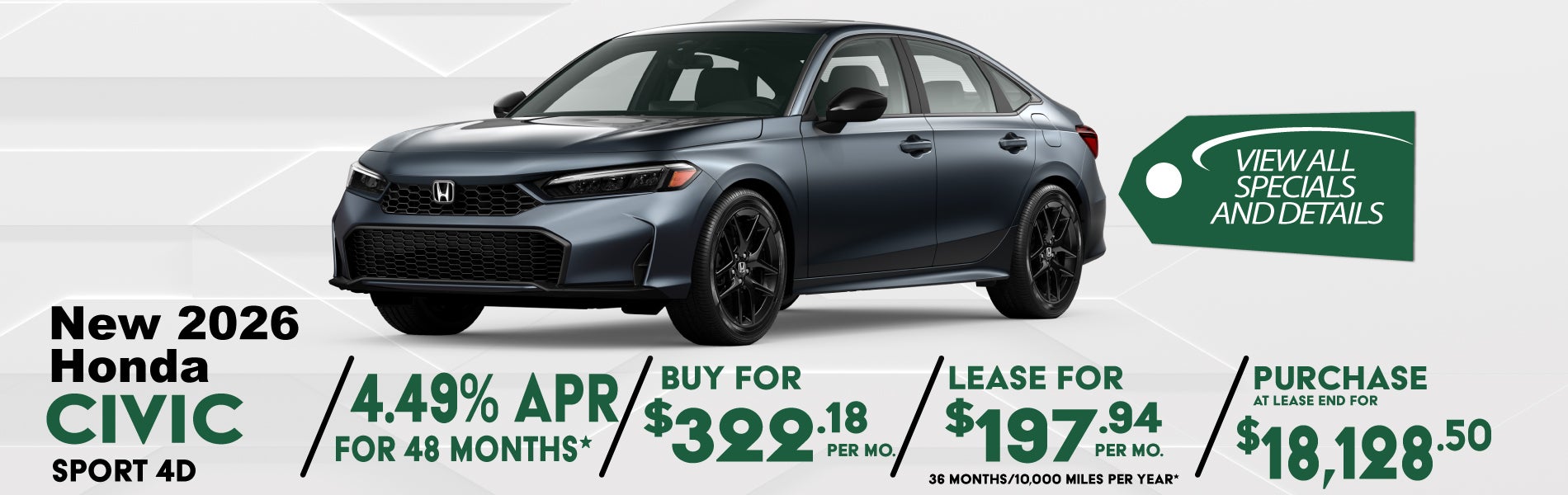 New 2026 Honda Civic Sedan special offer near Greensboro