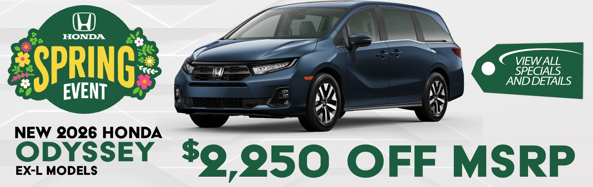 Up to $2250 off MSRP on 2026 Honda Odyssey 