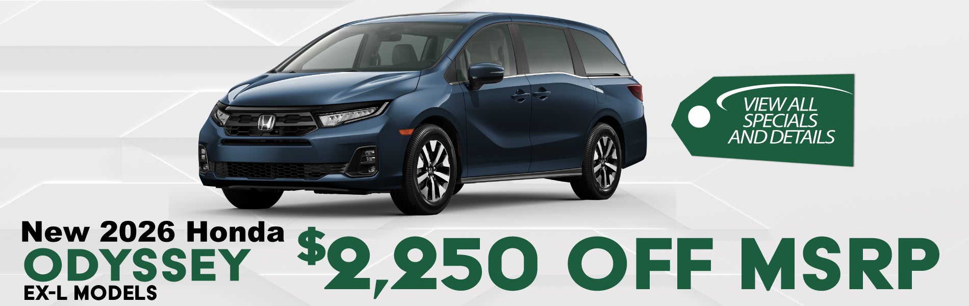 Up to $2250 off MSRP on 2026 Honda Odyssey 